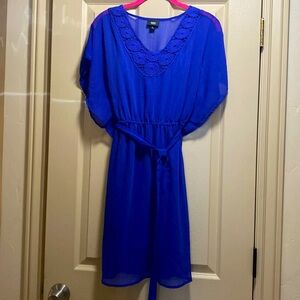 Mossimo Jr‘s dress size xs royal blue embroidery neck with slip underneath